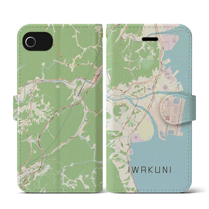 【岩国（山口県）】地図柄iPhoneケース（手帳タイプ）ナチュラル・iPhone SE（第3 / 第2世代） / 8 / 7 / 6s / 6 用