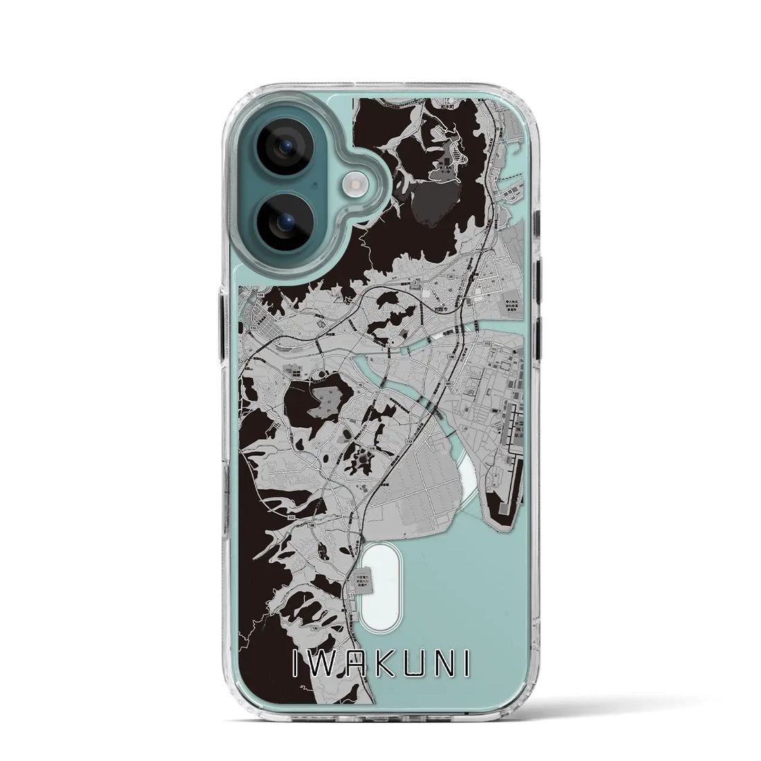 【岩国(山口県)】地図柄iPhoneケース(MagSafeタイプ)モノトーン・iPhone 16 Pro 用