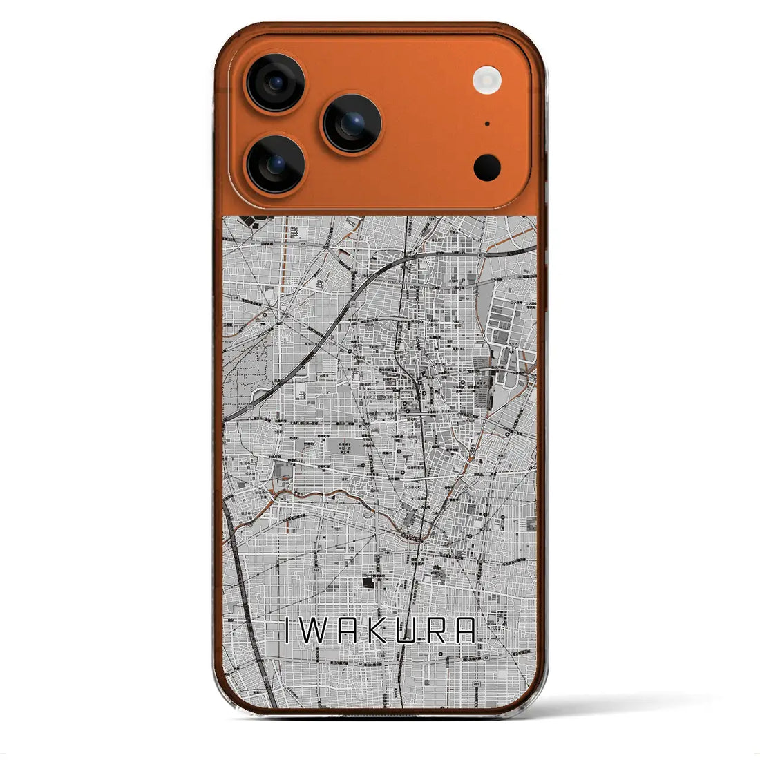 【岩倉（愛知県）】地図柄iPhoneケース（クリアタイプ）モノトーン・iPhone 17 Pro Max 用