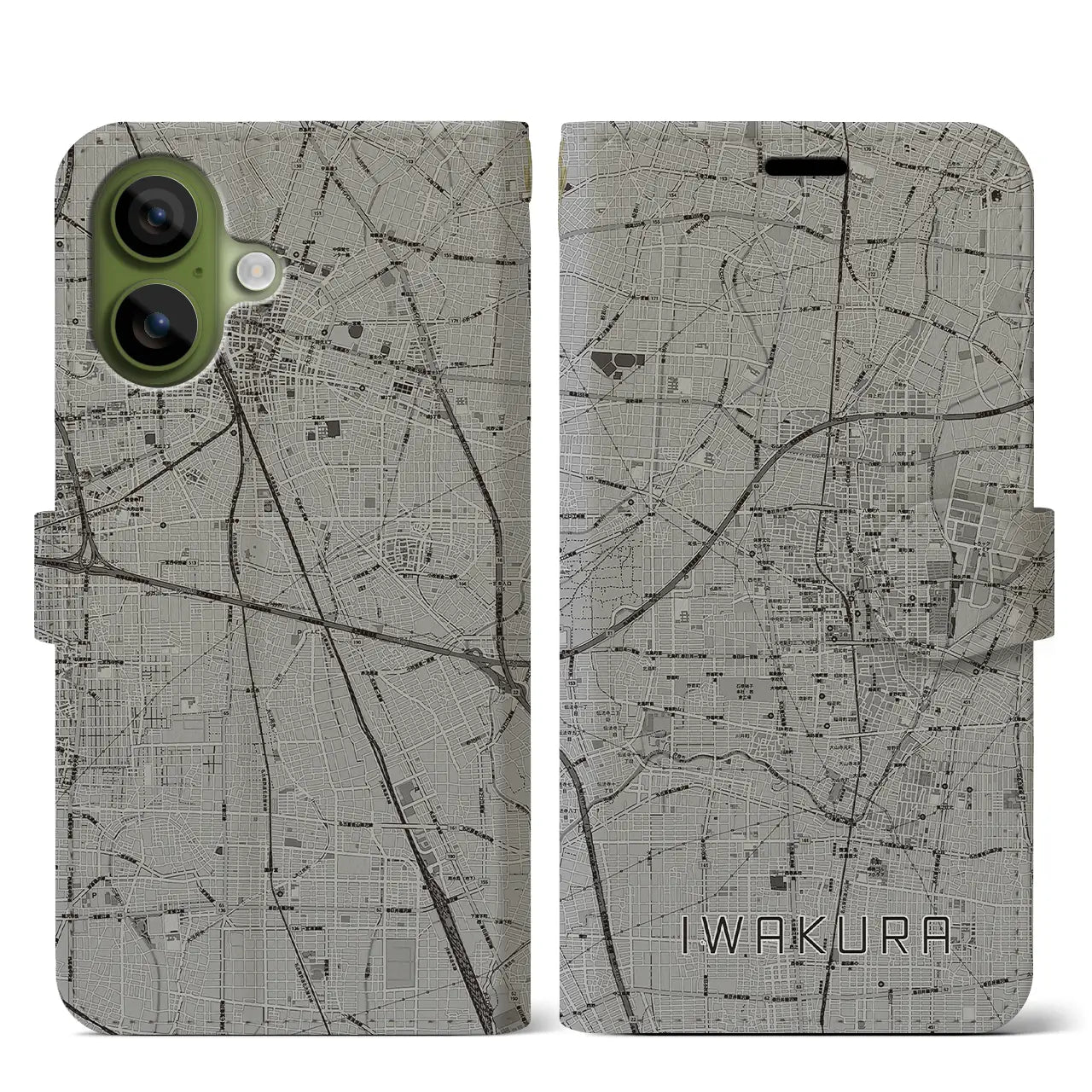 【岩倉（愛知県）】地図柄iPhoneケース（手帳タイプ）