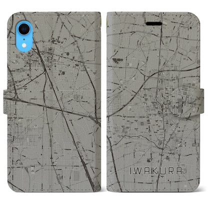 【岩倉（愛知県）】地図柄iPhoneケース（手帳タイプ）モノトーン・iPhone XR 用