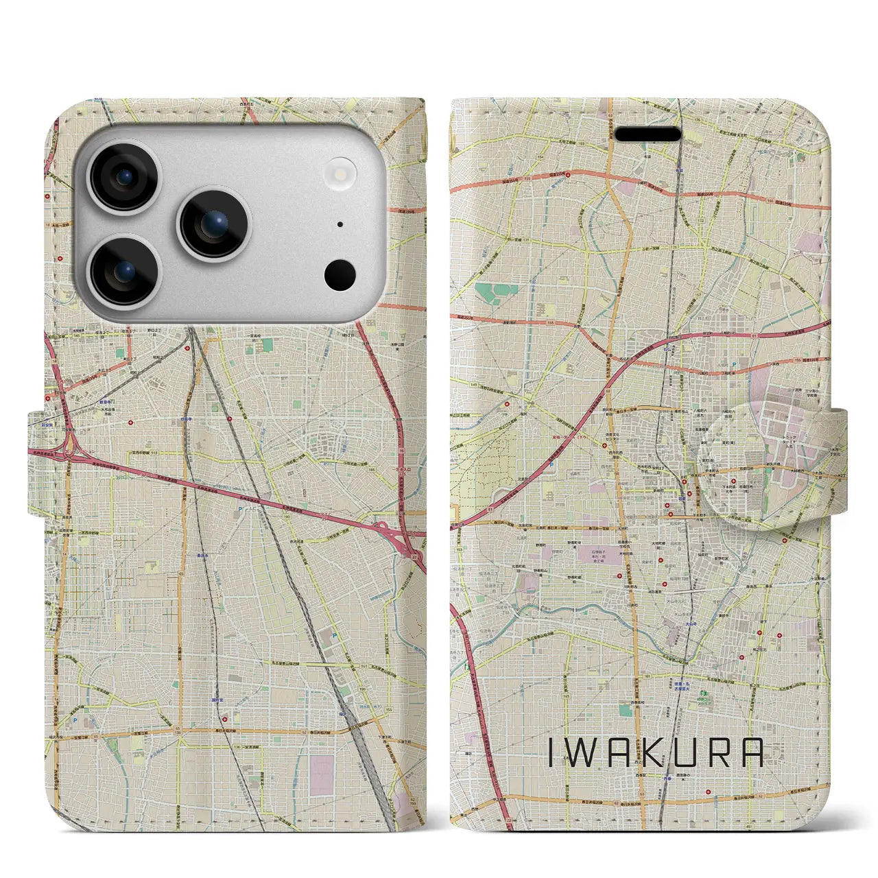 【岩倉（愛知県）】地図柄iPhoneケース（手帳タイプ）