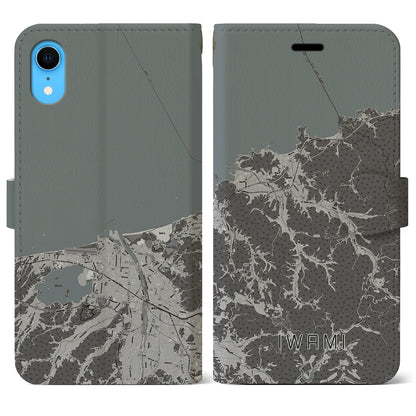 【岩美（鳥取県）】地図柄iPhoneケース（手帳タイプ）モノトーン・iPhone XR 用