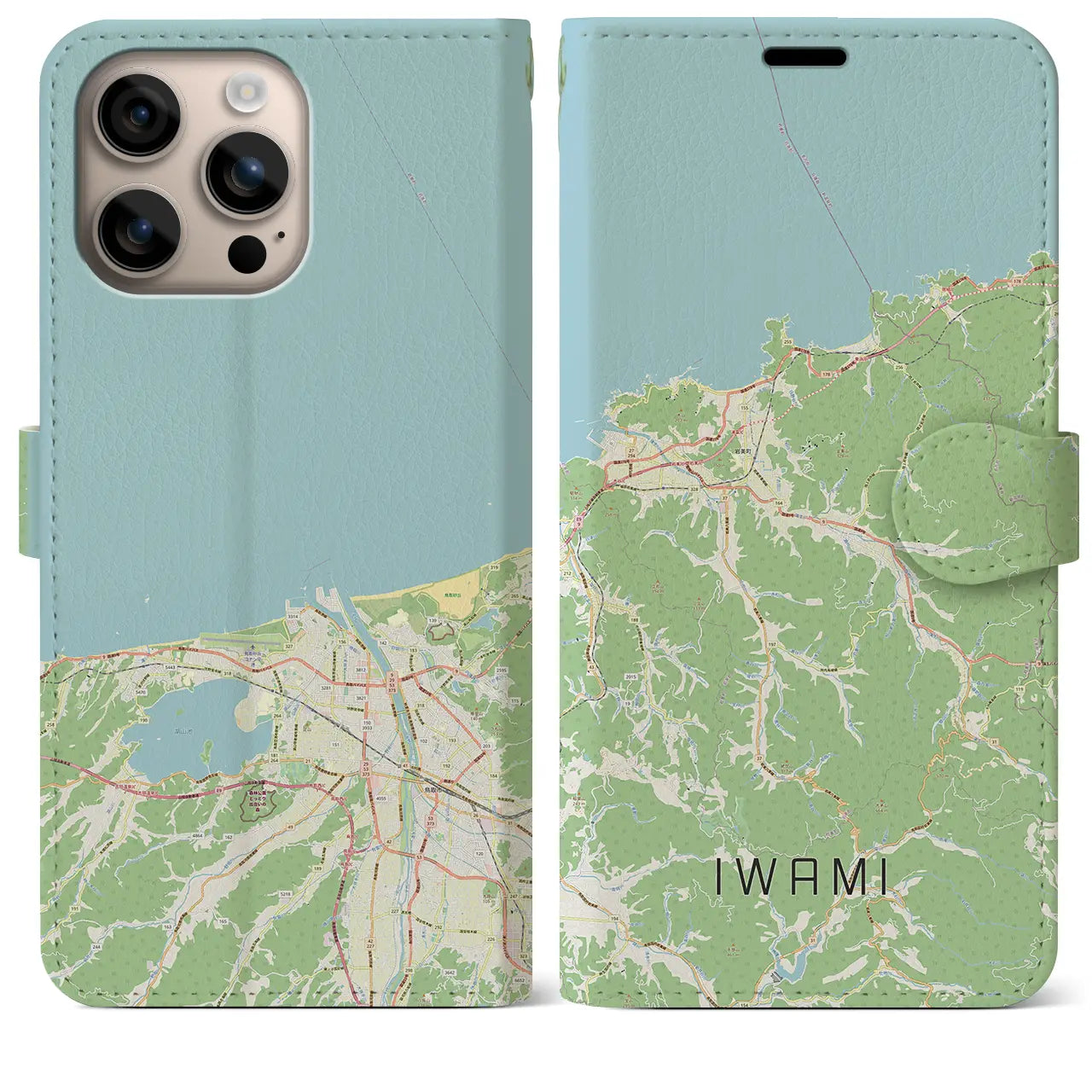 【岩美（鳥取県）】地図柄iPhoneケース（手帳タイプ）ナチュラル・iPhone 16 Plus 用