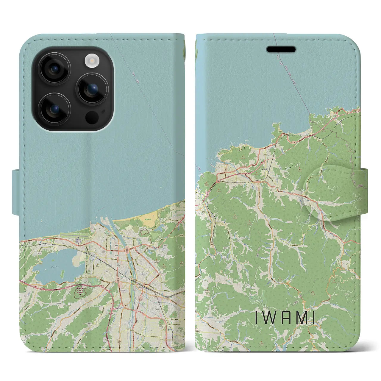 【岩美（鳥取県）】地図柄iPhoneケース（手帳タイプ）ナチュラル・iPhone 16 用