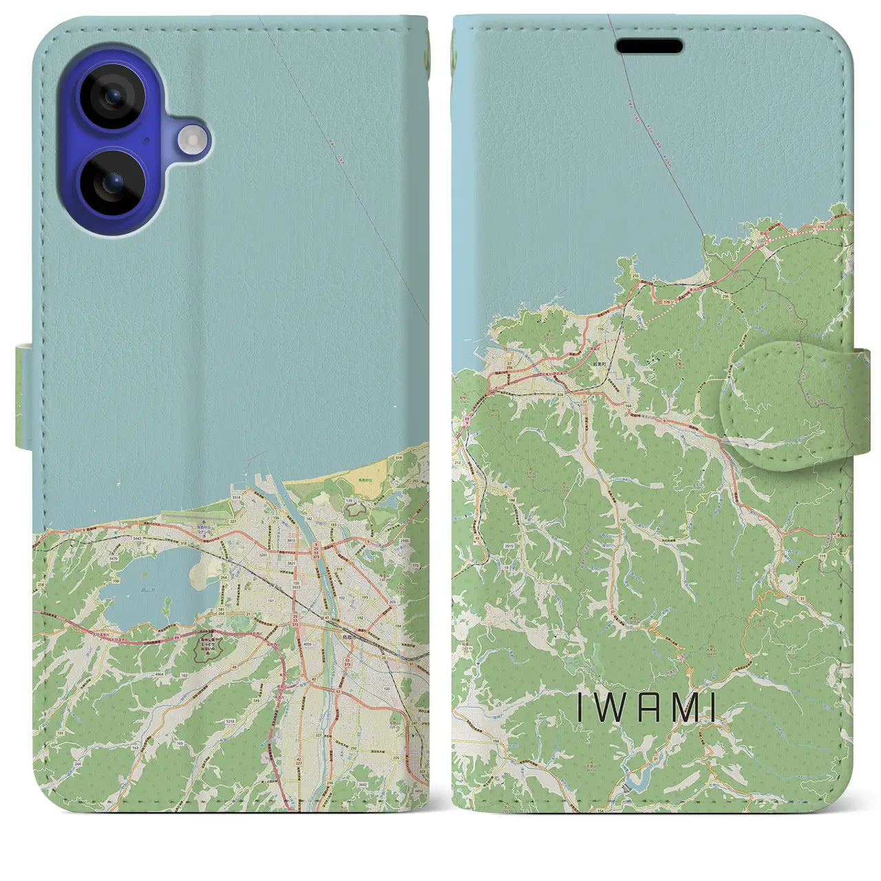 【岩美（鳥取県）】地図柄iPhoneケース（手帳タイプ）ナチュラル・iPhone 16 Pro Max 用