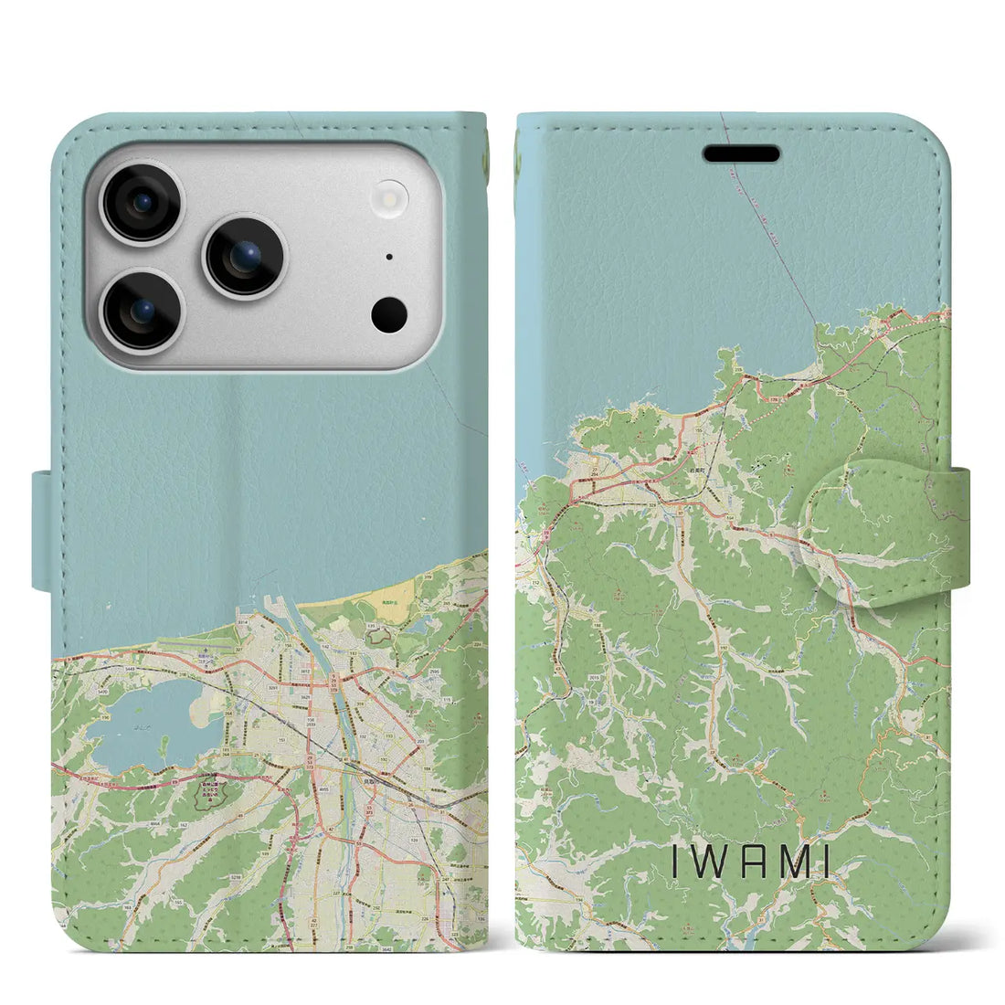 【岩美(鳥取県)】地図柄iPhoneケース(手帳タイプ)モノトーン・iPhone 17 Pro Max 用
