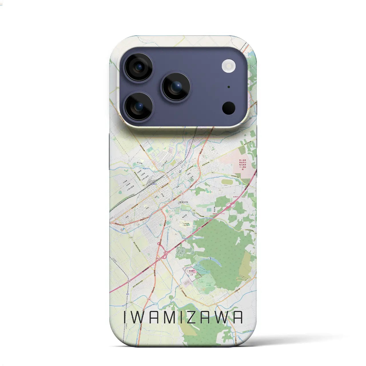 【岩見沢（北海道）】地図柄iPhoneケース（バックカバータイプ）