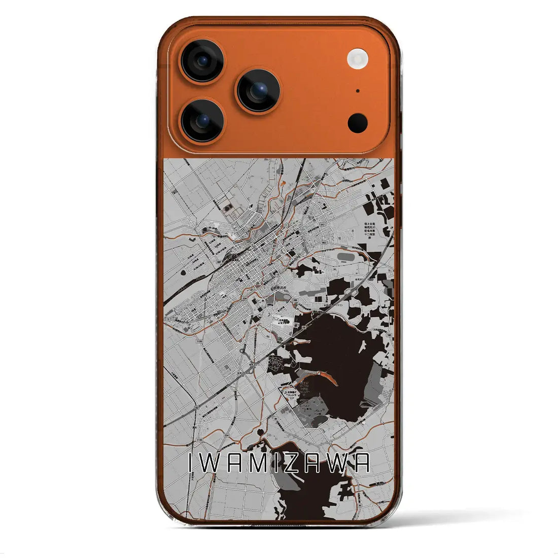 【岩見沢（北海道）】地図柄iPhoneケース（クリアタイプ）モノトーン・iPhone 17 Pro Max 用