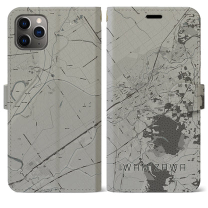 【岩見沢（北海道）】地図柄iPhoneケース（手帳タイプ）モノトーン・iPhone 11 Pro Max 用