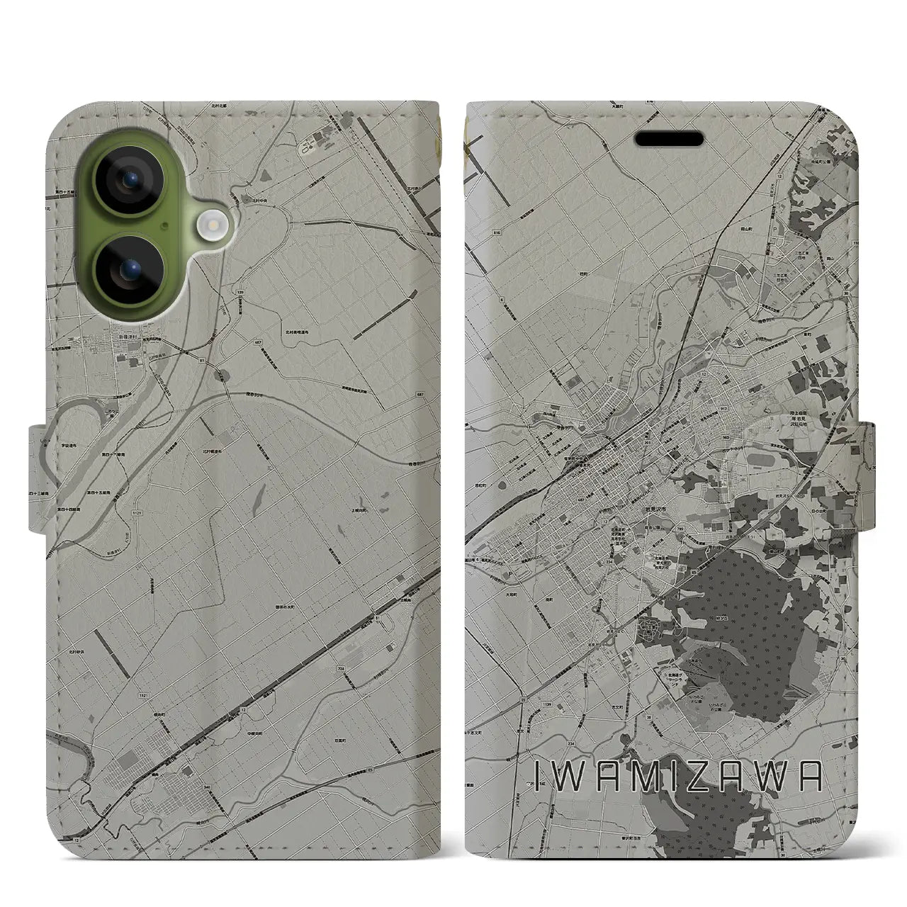 【岩見沢（北海道）】地図柄iPhoneケース（手帳タイプ）
