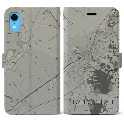【岩見沢（北海道）】地図柄iPhoneケース（手帳タイプ）モノトーン・iPhone XR 用