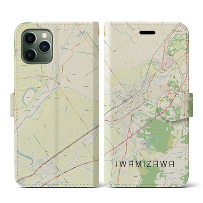 【岩見沢（北海道）】地図柄iPhoneケース（手帳タイプ）ナチュラル・iPhone 11 Pro 用