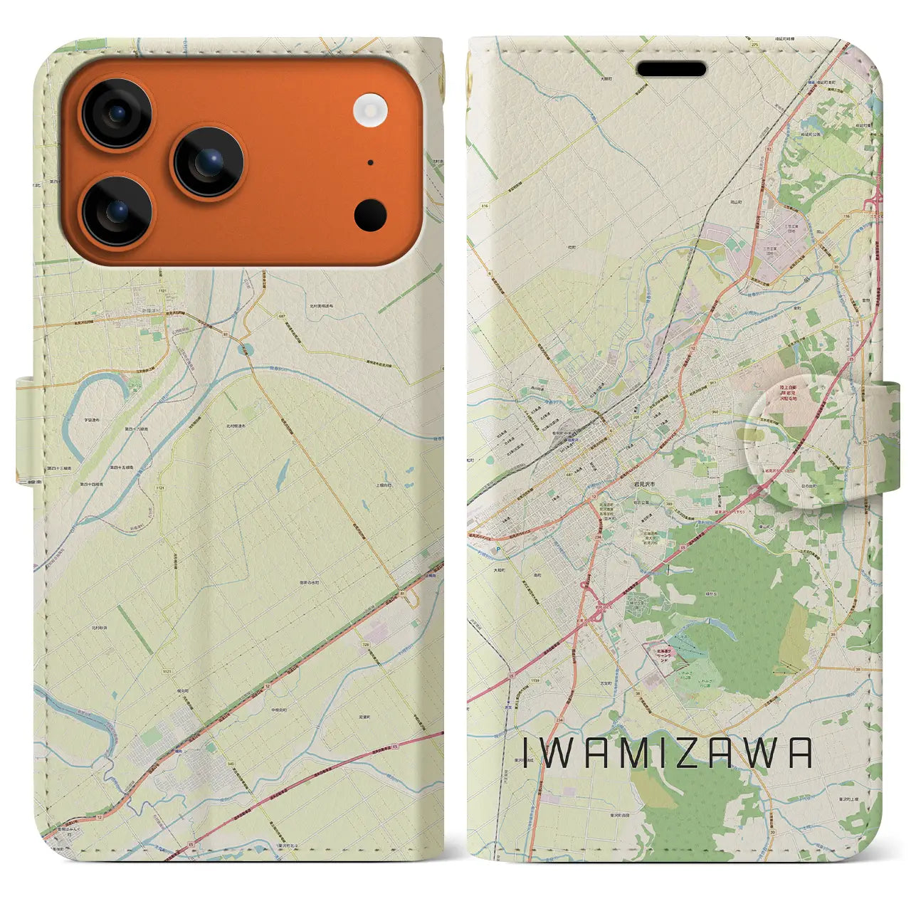 【岩見沢（北海道）】地図柄iPhoneケース（手帳タイプ）