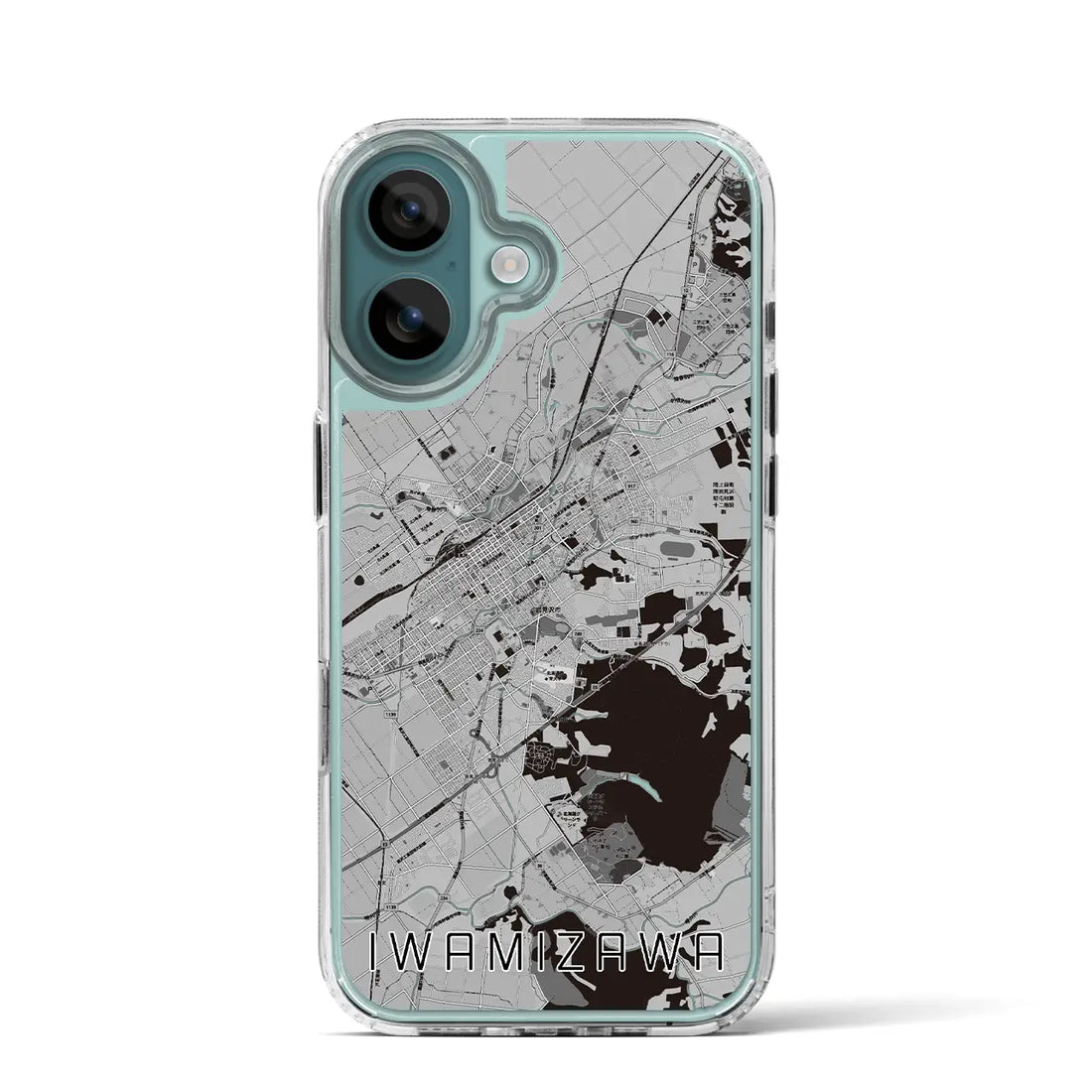 【岩見沢（北海道）】地図柄iPhoneケース（MagSafeタイプ）モノトーン・iPhone 16 Pro 用