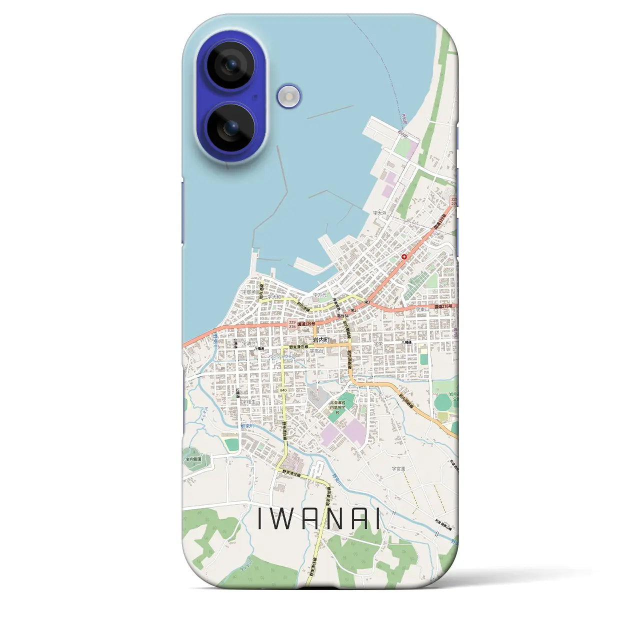 【岩内（北海道）】地図柄iPhoneケース（バックカバータイプ）ブラック・iPhone 16 Pro Max 用