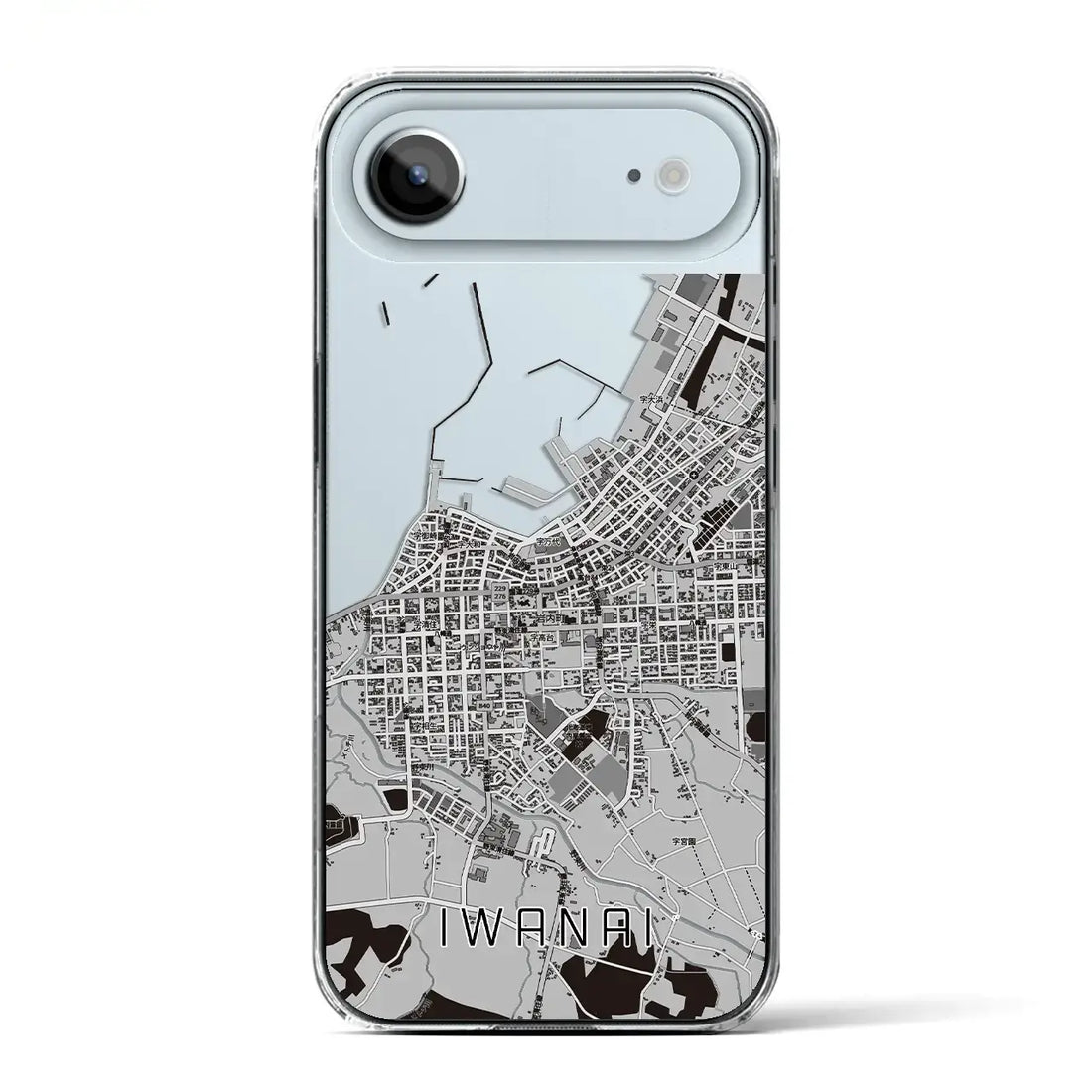 【岩内（北海道）】地図柄iPhoneケース（クリアタイプ）モノトーン・iPhone 17 Pro Max 用