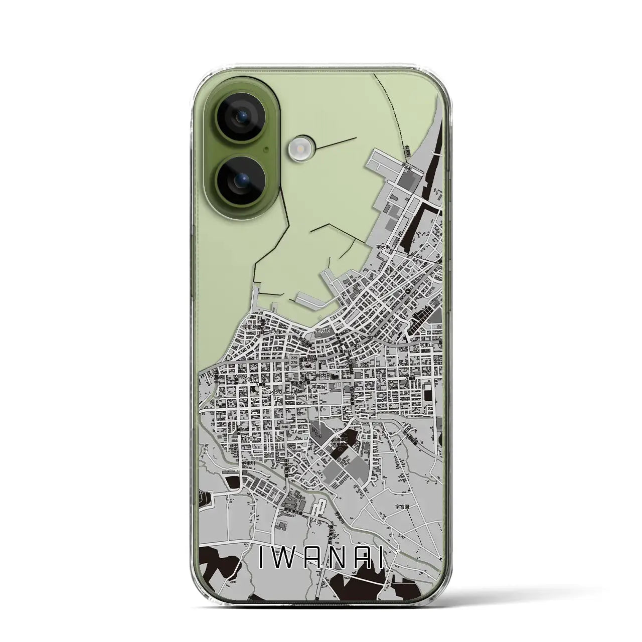 【岩内（北海道）】地図柄iPhoneケース（クリアタイプ）モノトーン・iPhone 17 Pro Max 用
