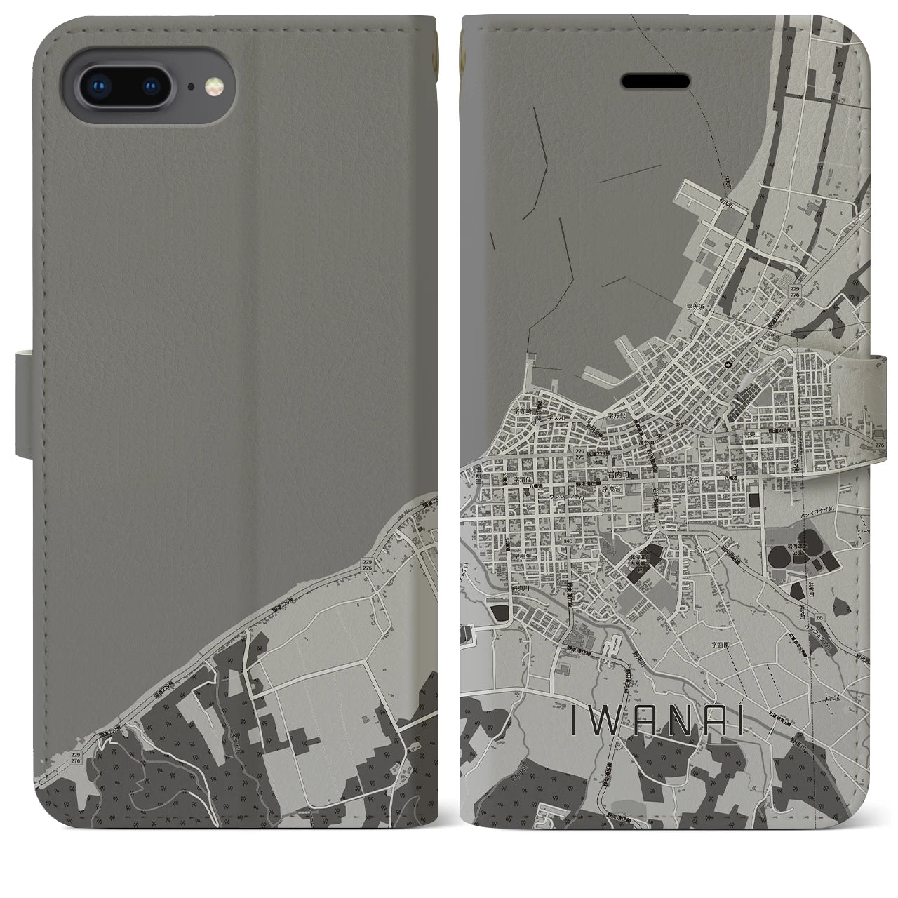 【岩内（北海道）】地図柄iPhoneケース（手帳タイプ）