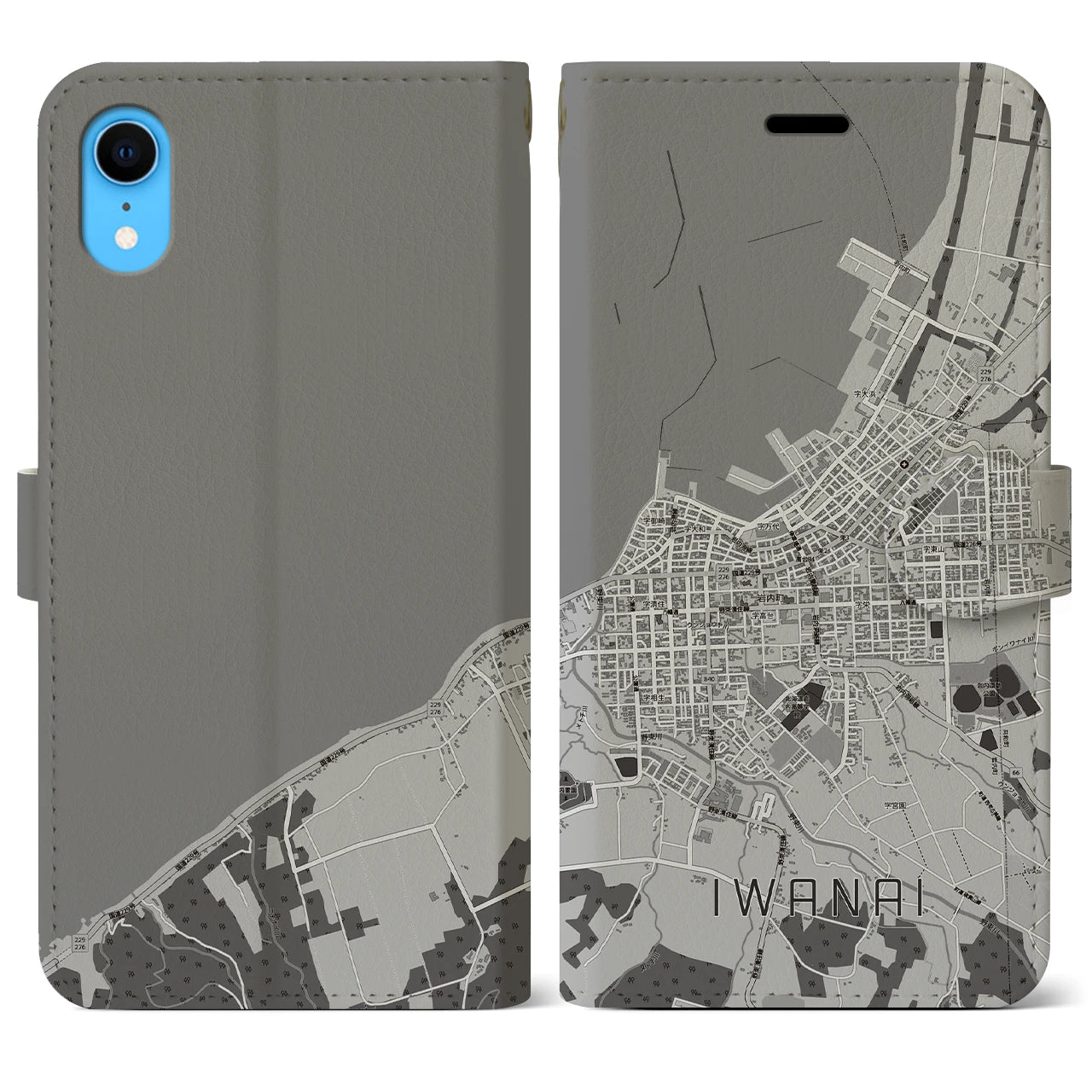 【岩内（北海道）】地図柄iPhoneケース（手帳タイプ）