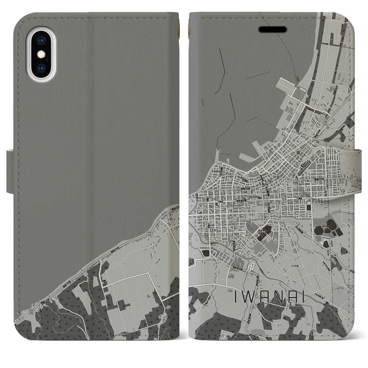【岩内（北海道）】地図柄iPhoneケース（手帳タイプ）