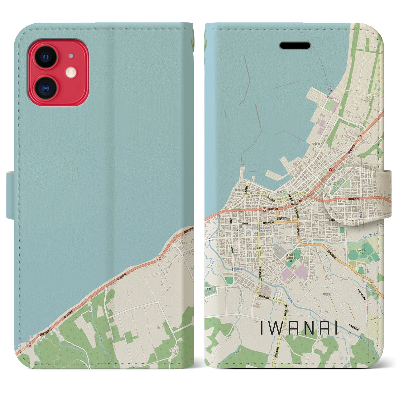 【岩内（北海道）】地図柄iPhoneケース（手帳タイプ）