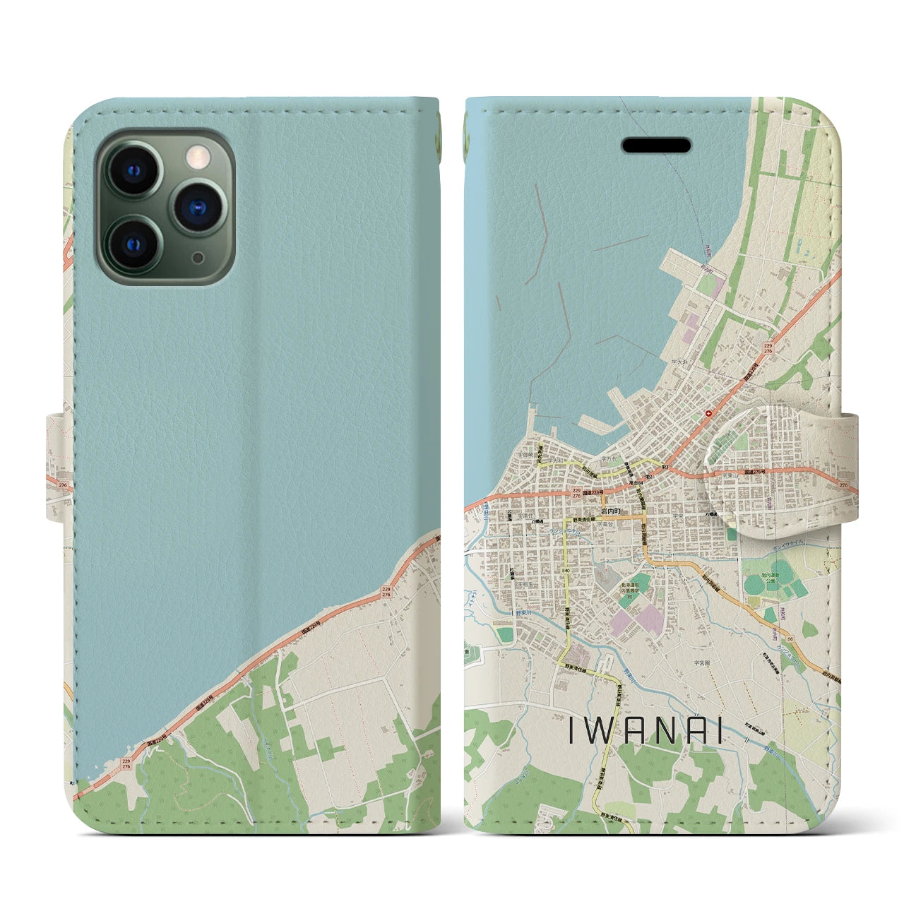 【岩内（北海道）】地図柄iPhoneケース（手帳タイプ）
