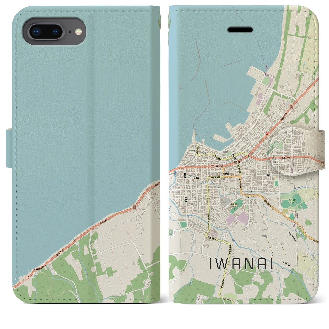 【岩内（北海道）】地図柄iPhoneケース（手帳タイプ）