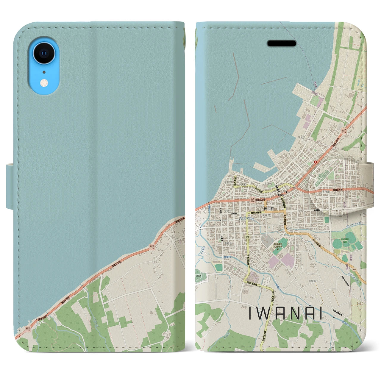 【岩内（北海道）】地図柄iPhoneケース（手帳タイプ）