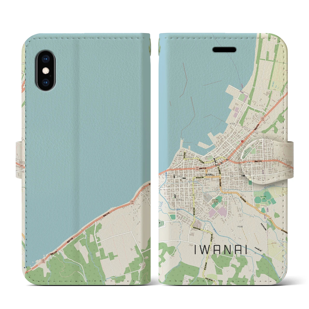 【岩内（北海道）】地図柄iPhoneケース（手帳タイプ）