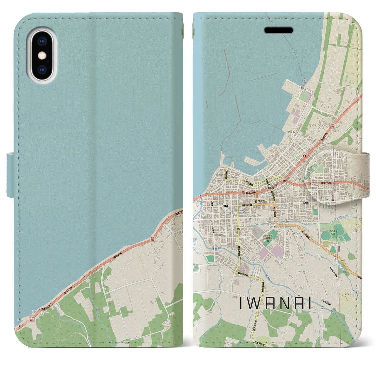 【岩内（北海道）】地図柄iPhoneケース（手帳タイプ）