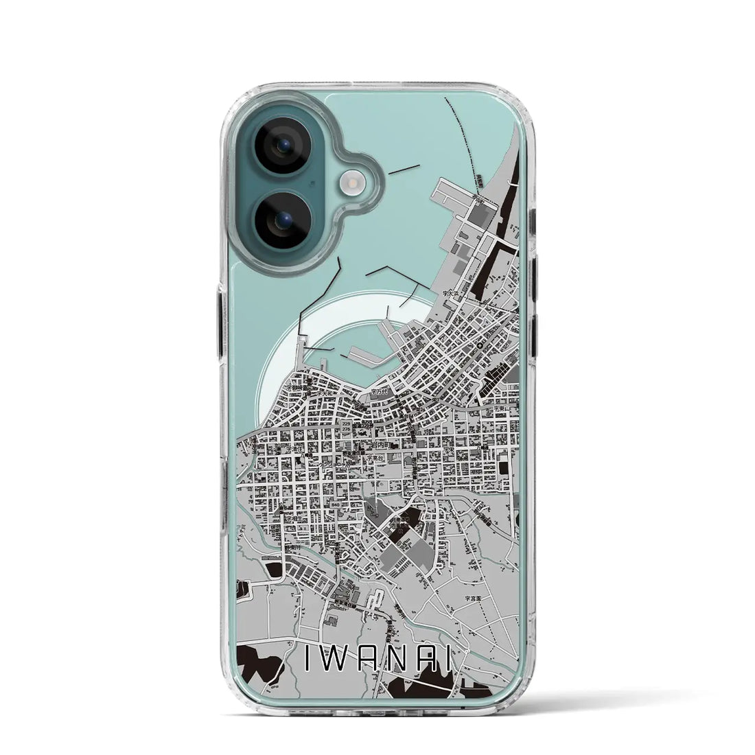 【岩内（北海道）】地図柄iPhoneケース（MagSafeタイプ）モノトーン・iPhone 16 Pro 用