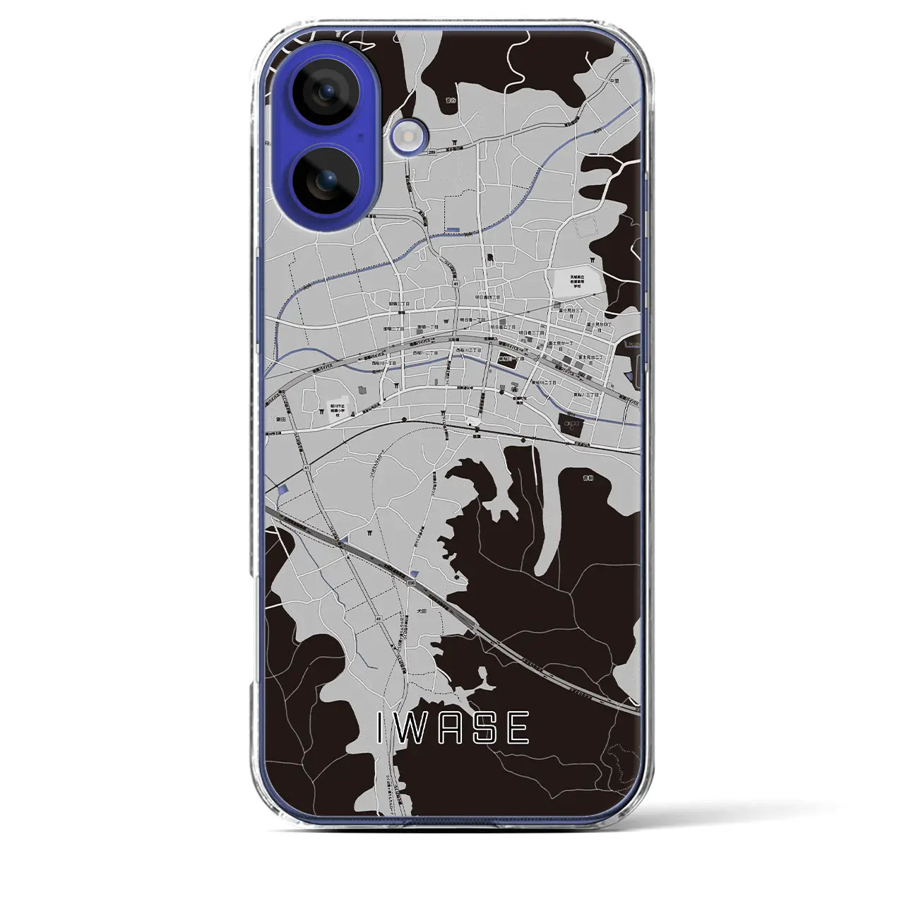 【岩瀬（茨城県）】地図柄iPhoneケース（クリアタイプ）モノトーン・iPhone 16 Pro Max 用