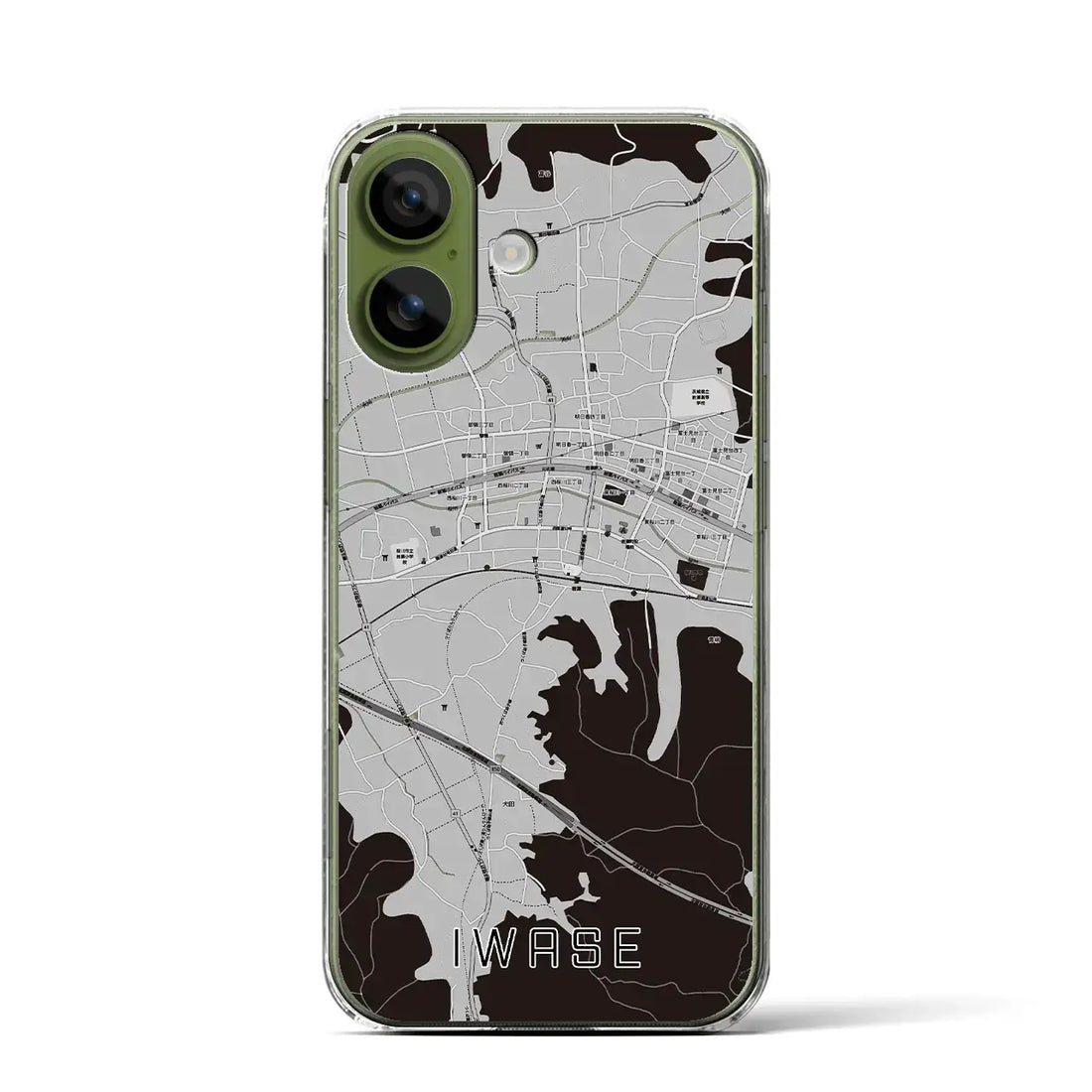 【岩瀬(茨城県)】地図柄iPhoneケース(クリアタイプ)モノトーン・iPhone 17 Pro Max 用