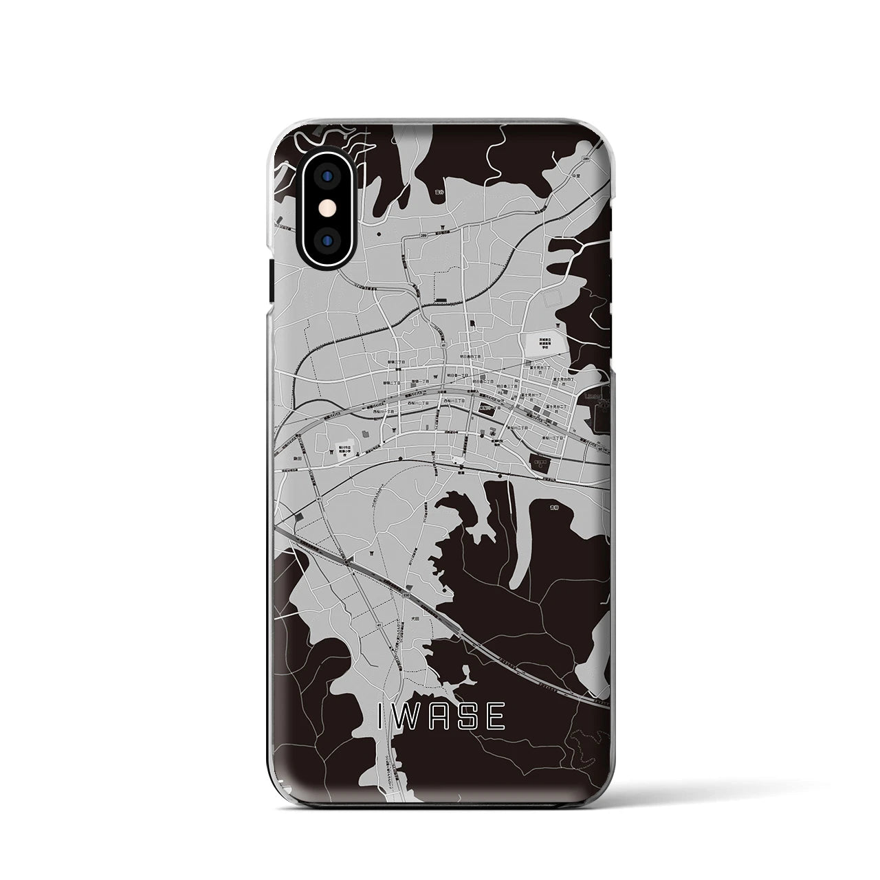 【岩瀬（茨城県）】地図柄iPhoneケース（クリアタイプ）モノトーン・iPhone XS / X 用