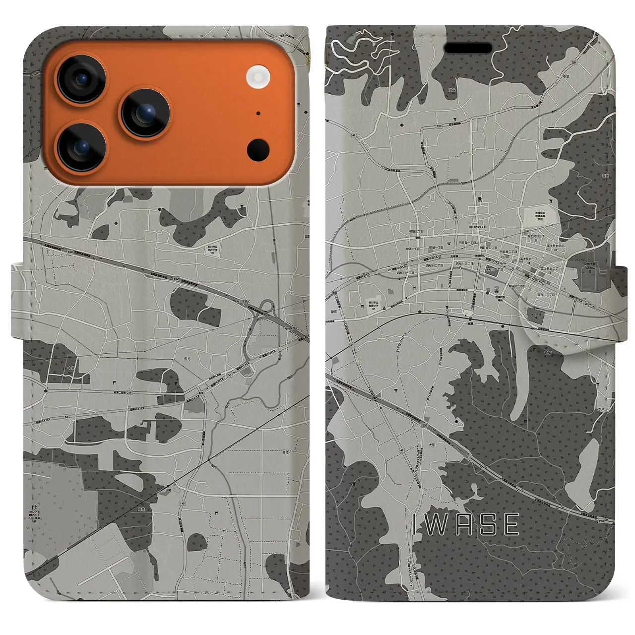 【岩瀬（茨城県）】地図柄iPhoneケース（手帳タイプ）