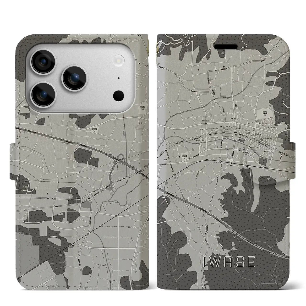 【岩瀬（茨城県）】地図柄iPhoneケース（手帳タイプ）