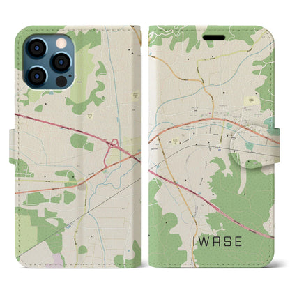 【岩瀬（茨城県）】地図柄iPhoneケース（手帳タイプ）ナチュラル・iPhone 12 / 12 Pro 用