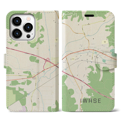 【岩瀬（茨城県）】地図柄iPhoneケース（手帳タイプ）ナチュラル・iPhone 13 Pro 用