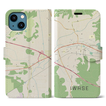【岩瀬（茨城県）】地図柄iPhoneケース（手帳タイプ）ナチュラル・iPhone 13 用