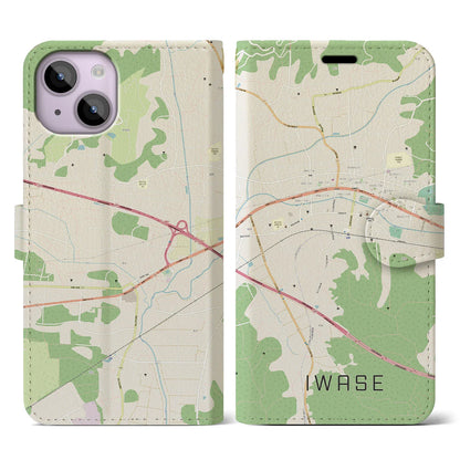 【岩瀬（茨城県）】地図柄iPhoneケース（手帳タイプ）ナチュラル・iPhone 14 用