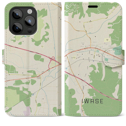 【岩瀬（茨城県）】地図柄iPhoneケース（手帳タイプ）ナチュラル・iPhone 15 Pro Max 用