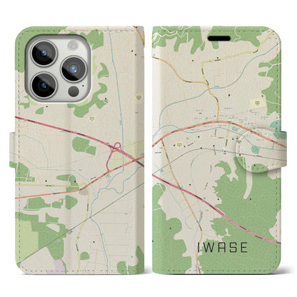 【岩瀬（茨城県）】地図柄iPhoneケース（手帳タイプ）ナチュラル・iPhone 15 Pro 用