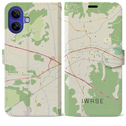 【岩瀬（茨城県）】地図柄iPhoneケース（手帳タイプ）ナチュラル・iPhone 16 Pro Max 用