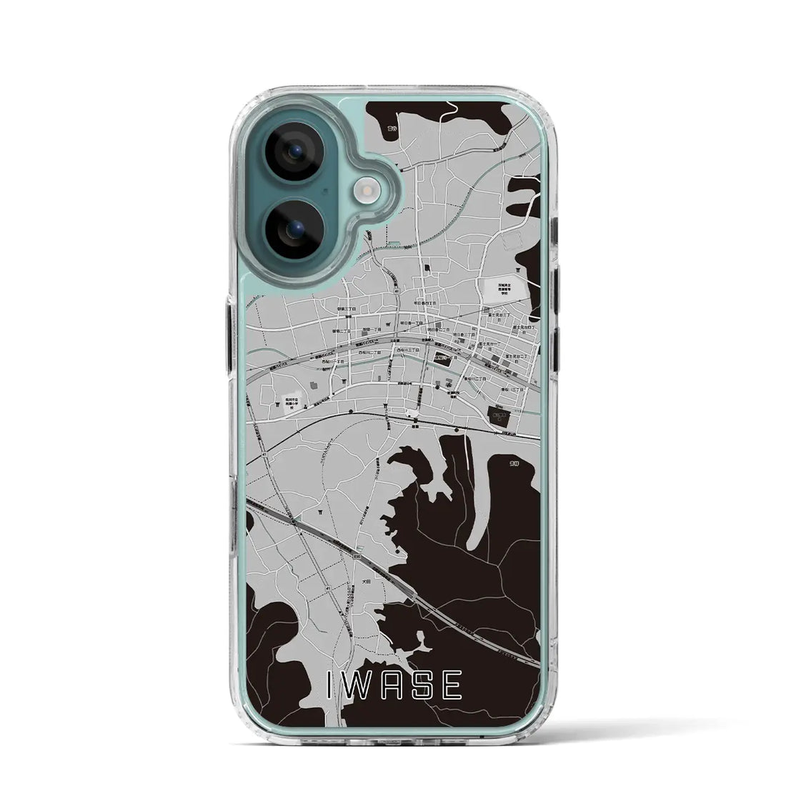 【岩瀬(茨城県)】地図柄iPhoneケース(MagSafeタイプ)モノトーン・iPhone 16 Pro 用
