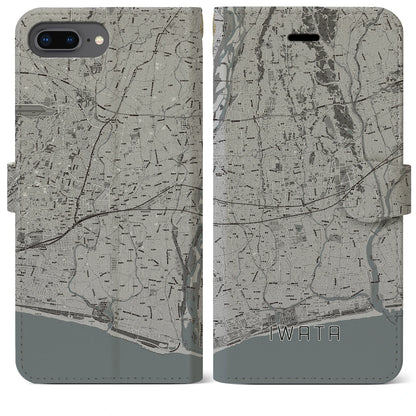 【磐田（静岡県）】地図柄iPhoneケース（手帳タイプ）モノトーン・iPhone 8Plus /7Plus / 6sPlus / 6Plus 用