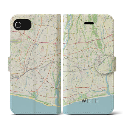 【磐田（静岡県）】地図柄iPhoneケース（手帳タイプ）ナチュラル・iPhone SE（第3 / 第2世代） / 8 / 7 / 6s / 6 用
