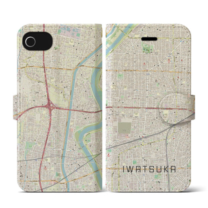 【岩塚（愛知県）】地図柄iPhoneケース（手帳タイプ）ナチュラル・iPhone SE（第3 / 第2世代） / 8 / 7 / 6s / 6 用