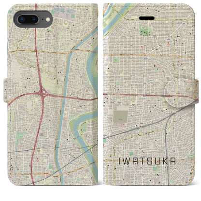 【岩塚（愛知県）】地図柄iPhoneケース（手帳タイプ）ナチュラル・iPhone 8Plus /7Plus / 6sPlus / 6Plus 用