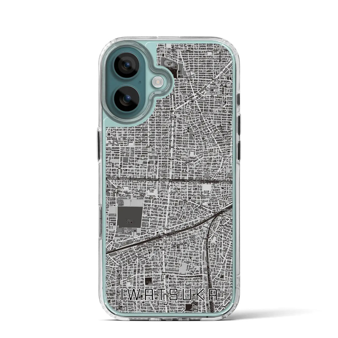 【岩塚(愛知県)】地図柄iPhoneケース(MagSafeタイプ)モノトーン・iPhone 16 Pro 用